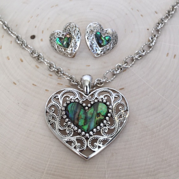 Jewelry - Abalone Sterling Heart Necklace Host Pick🎉